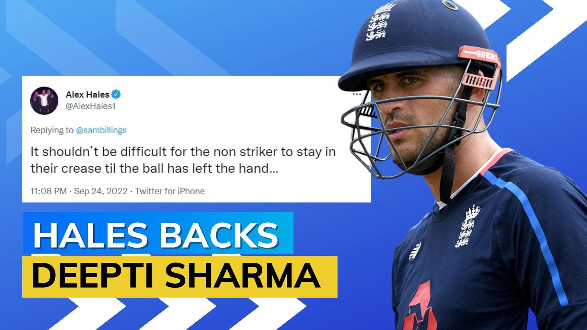 England's Alex Hales schools Sam Billings 'not in the spirit' tweet on Deepti Sharma's run out