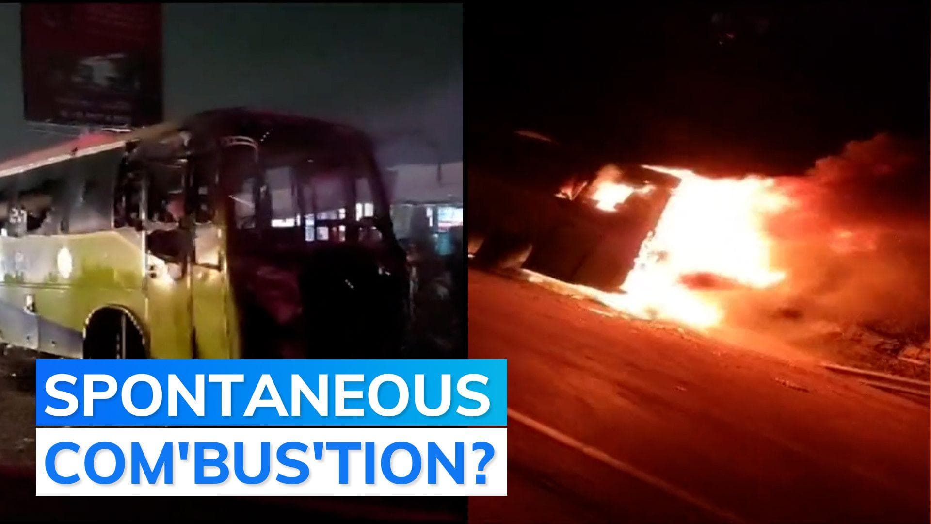On cam: bus catches fire with over 10 passengers on board. Watch what happened next