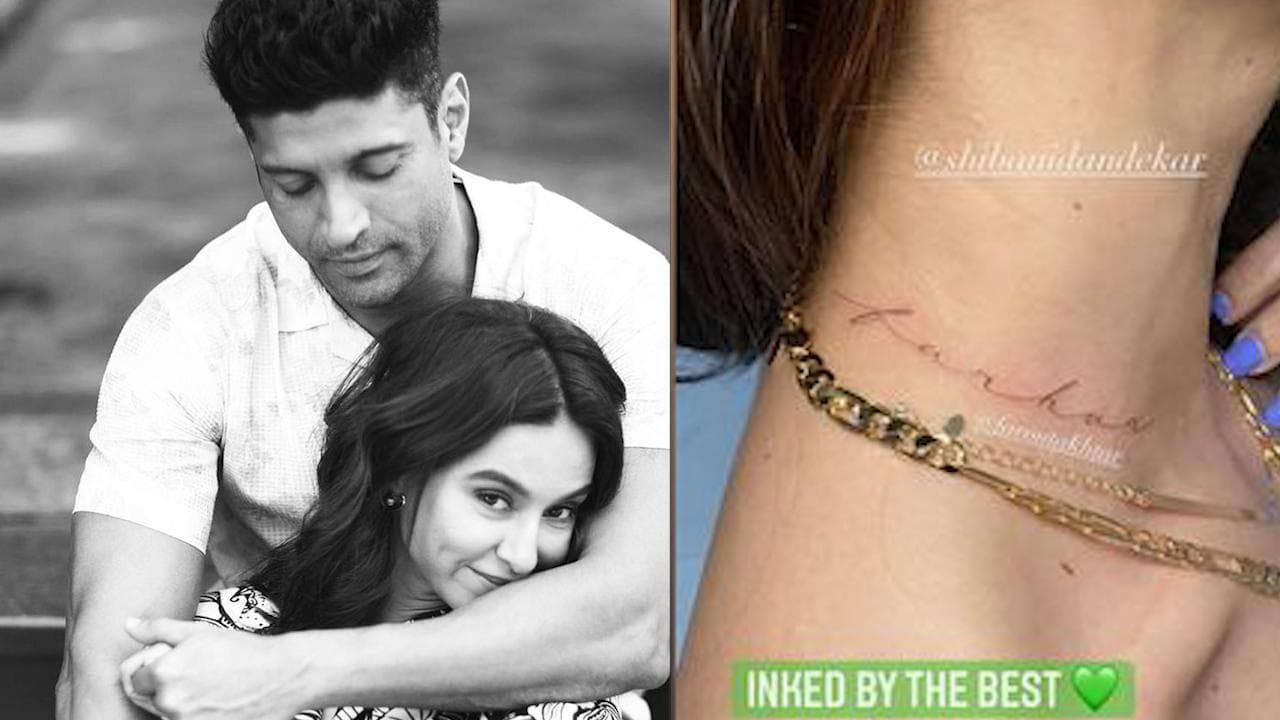 Farhan Akhtar's girlfriend Shibani Dandekar gets his name tattooed on her neck