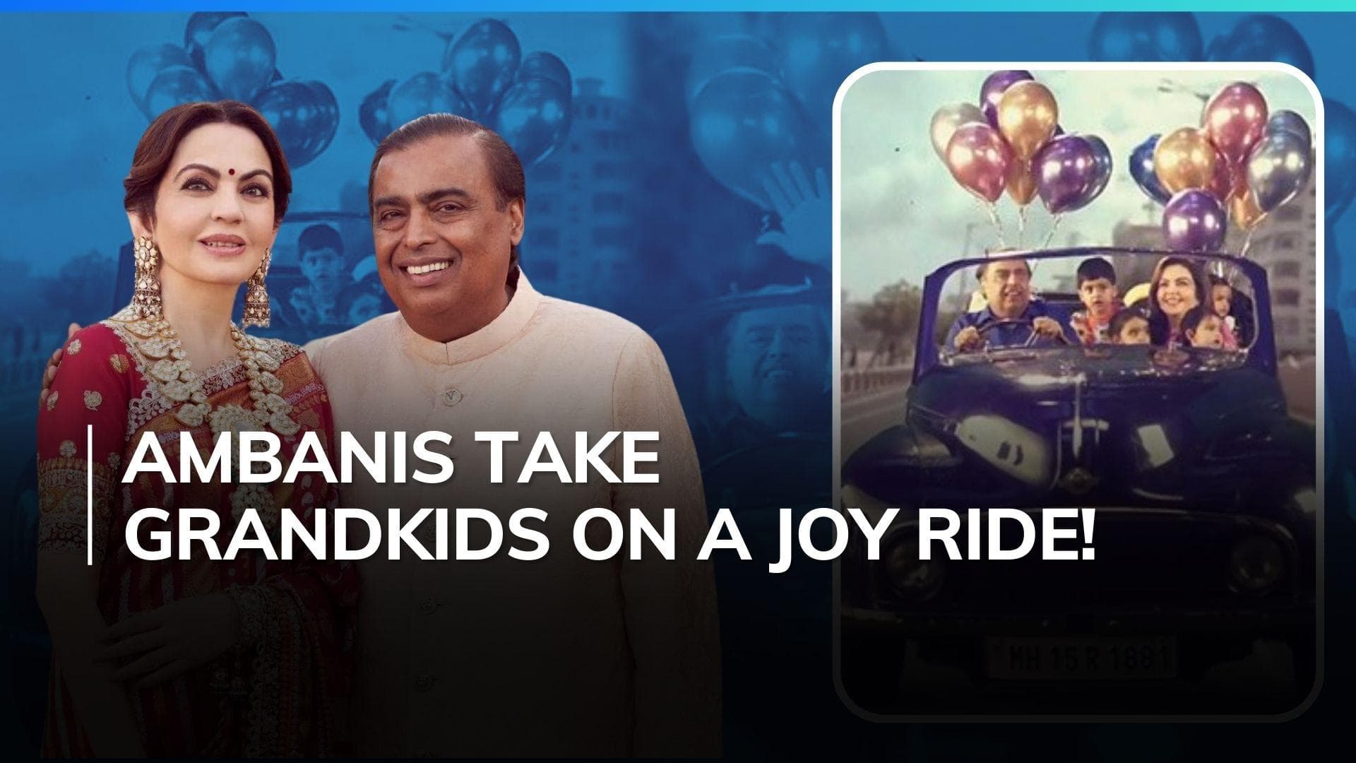 Mukesh-Nita Ambani take grandchildren on a playful ride in a vintage car, vibe on 'Chakke Pe Chakka' 