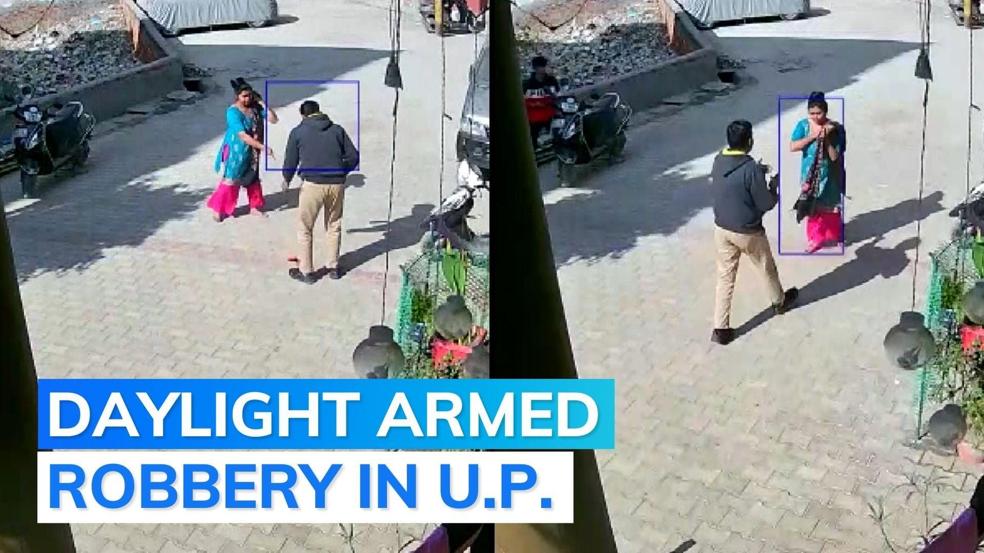 On camera: man with gun robs woman, child in UP's Ghaziabad