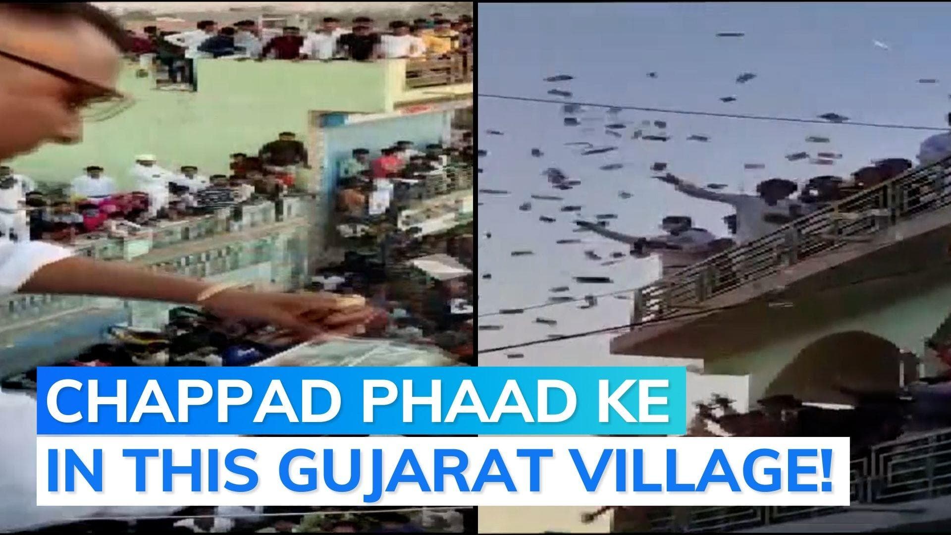 On video: money-rain during a wedding in Gujarat village
