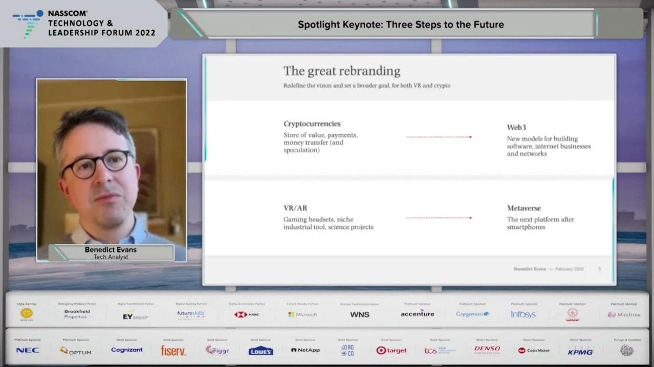 Benedict Evans talks of Three Steps to the Future on Day 3 of NTLF 2022