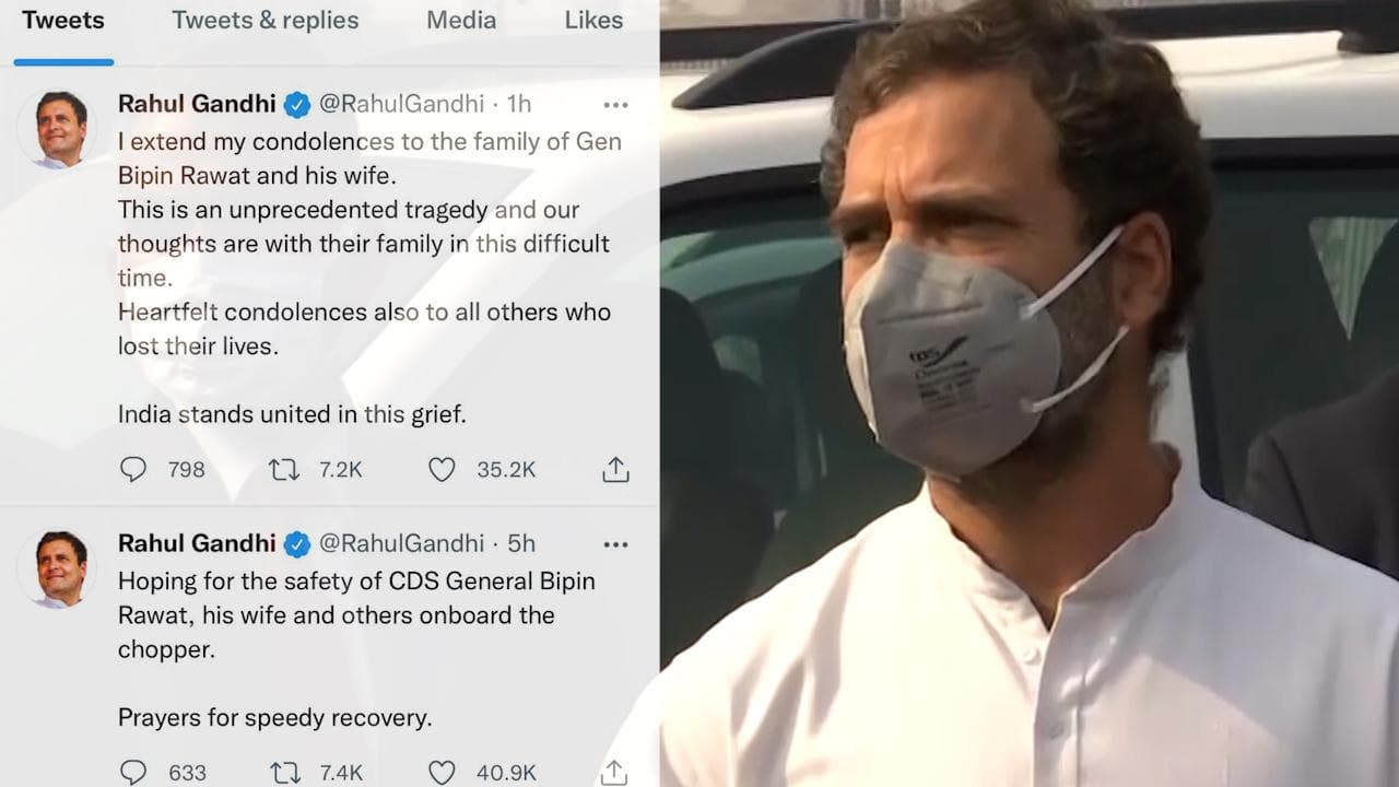 Gen Bipin Rawat dies in crash: Rahul Gandhi says India stands united in grief