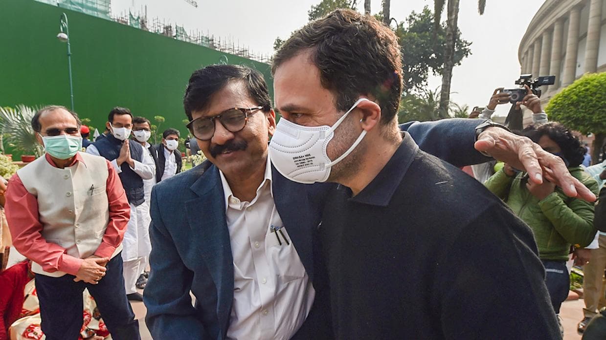 ‘Aap aaye bahaar aayi’: Sanjay Raut tells Rahul Gandhi as he joins Parliament protest