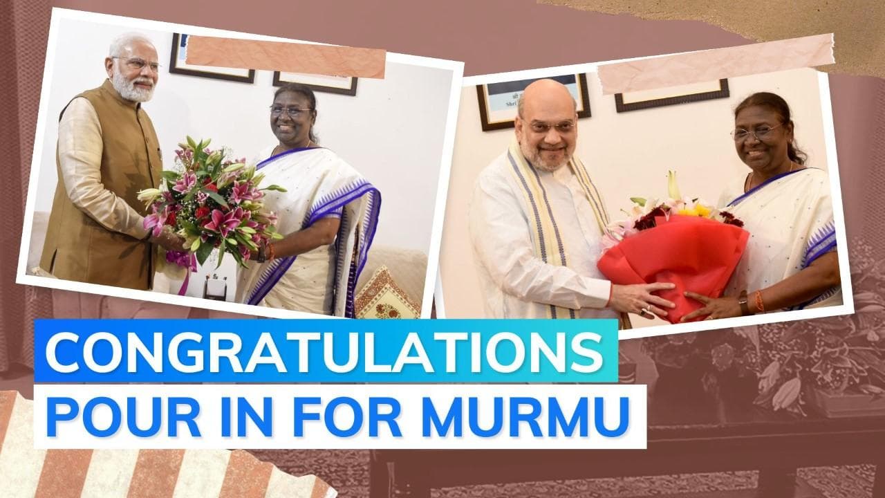 Watch: PM Narendra Modi, Home Minister Amit Shah meet Droupadi Murmu after her win