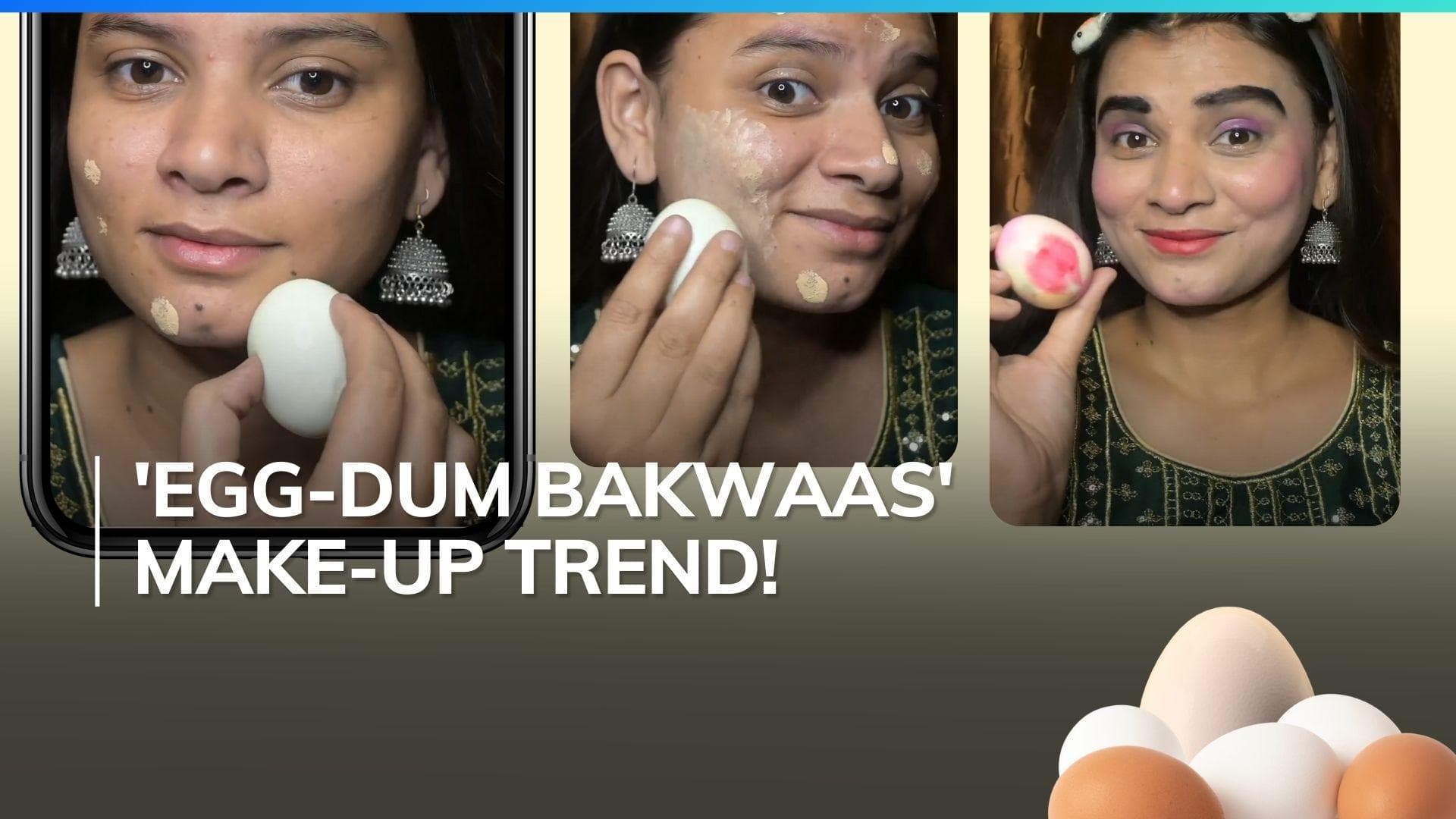 Woman uses boiled egg as makeup tool, Internet can't stop ridiculing | Watch