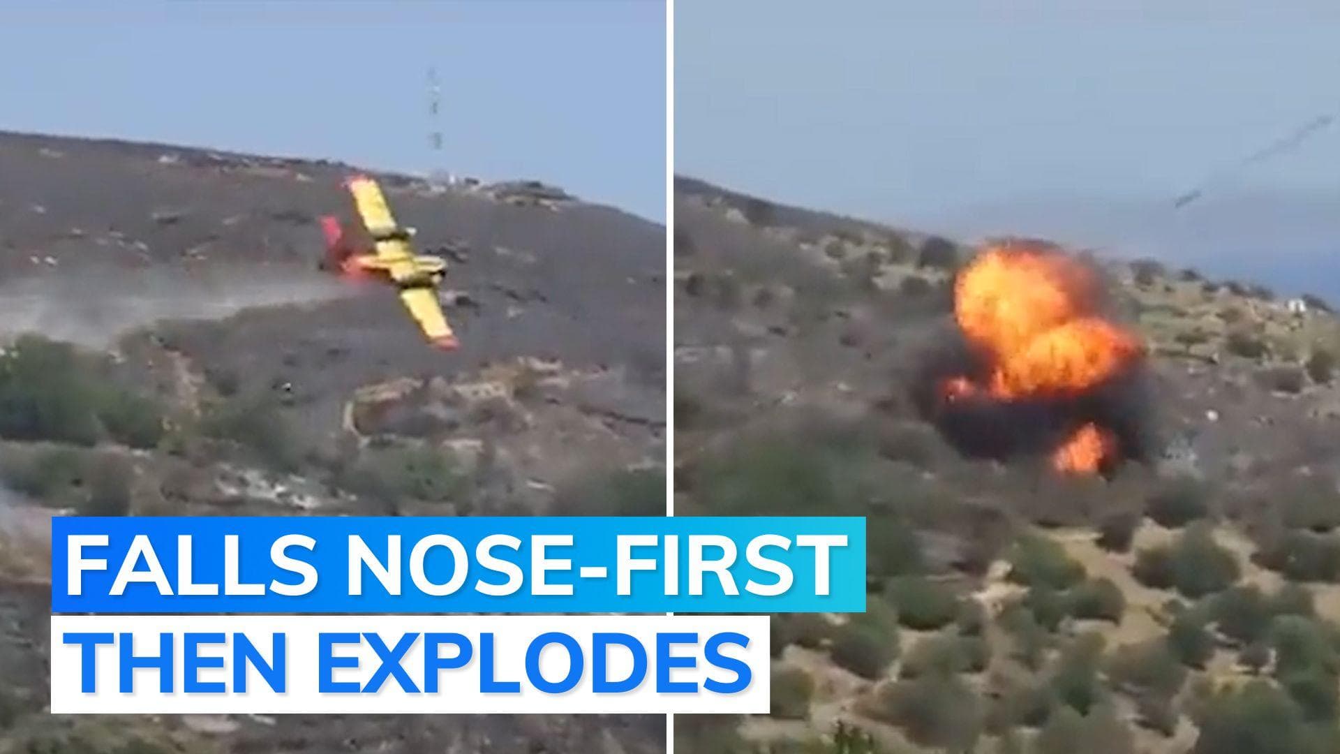 On cam: Greek firefighting plane crashes as wild fire rages 