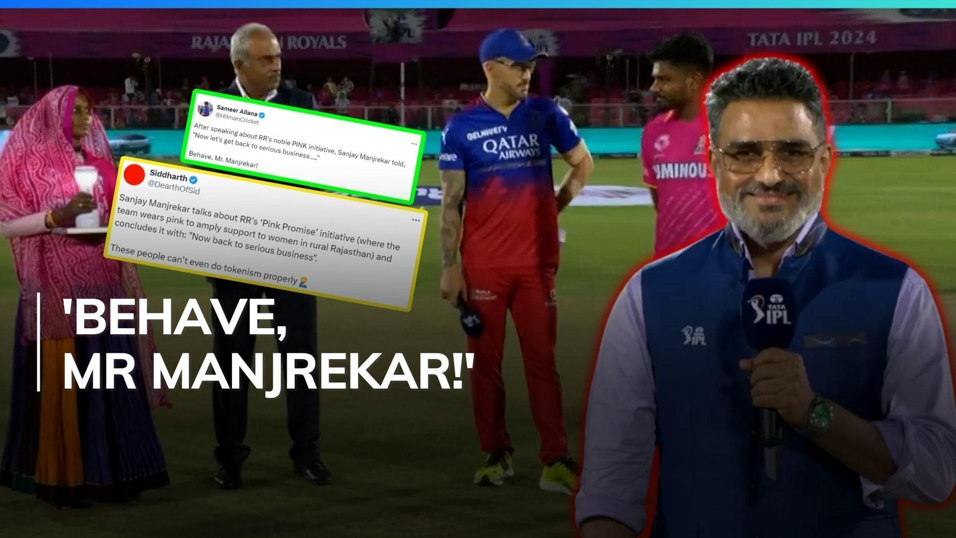 Video: At toss, Sanjay Manjrekar's 'back to serious business' draws the ire of fans | RR vs RCB