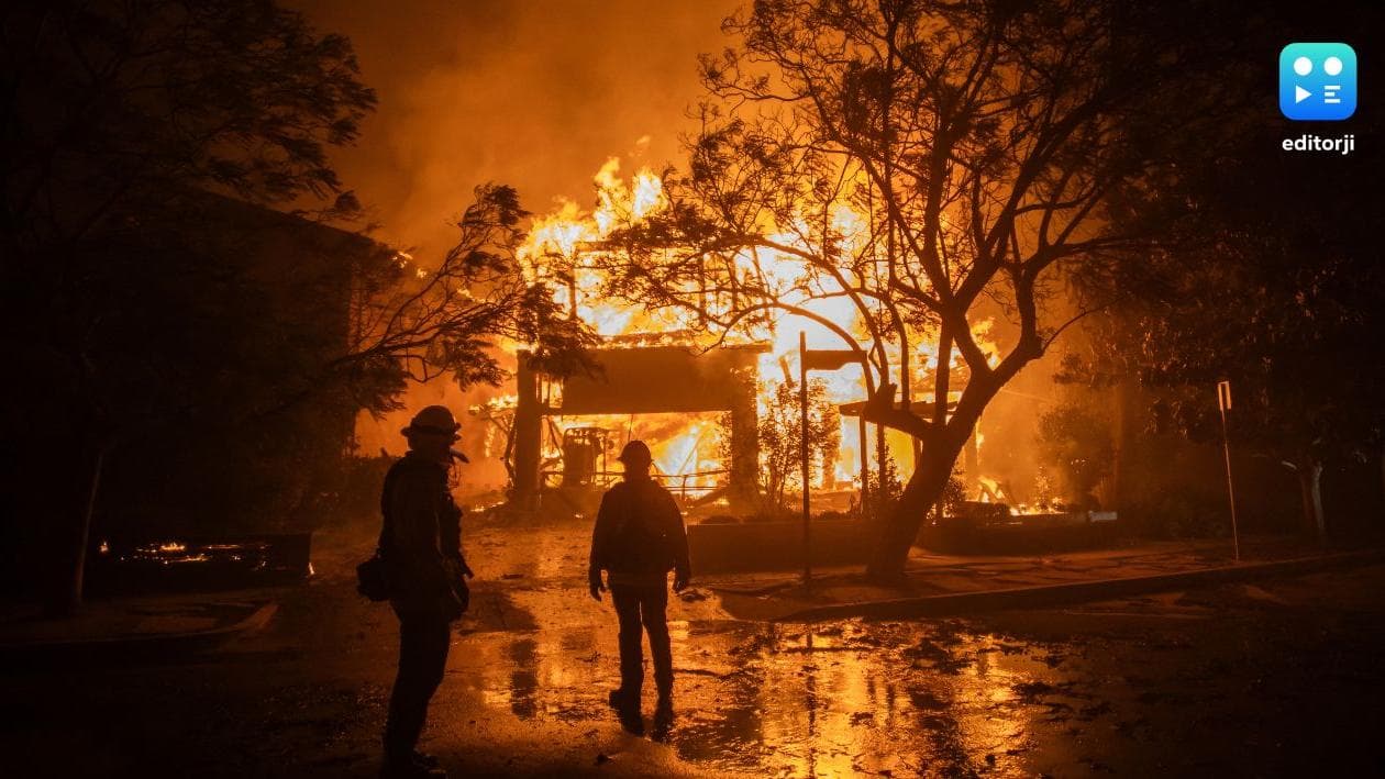 Wildfire sparks panicked evacuations in Los Angeles suburb