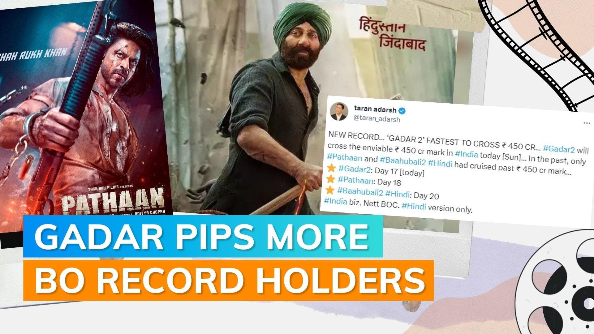 Sunny Deol’s ‘Gadar 2’ beats Shah Rukh Khan’s ‘Pathaan’ to become fastest film to cross Rs 450 crore mark