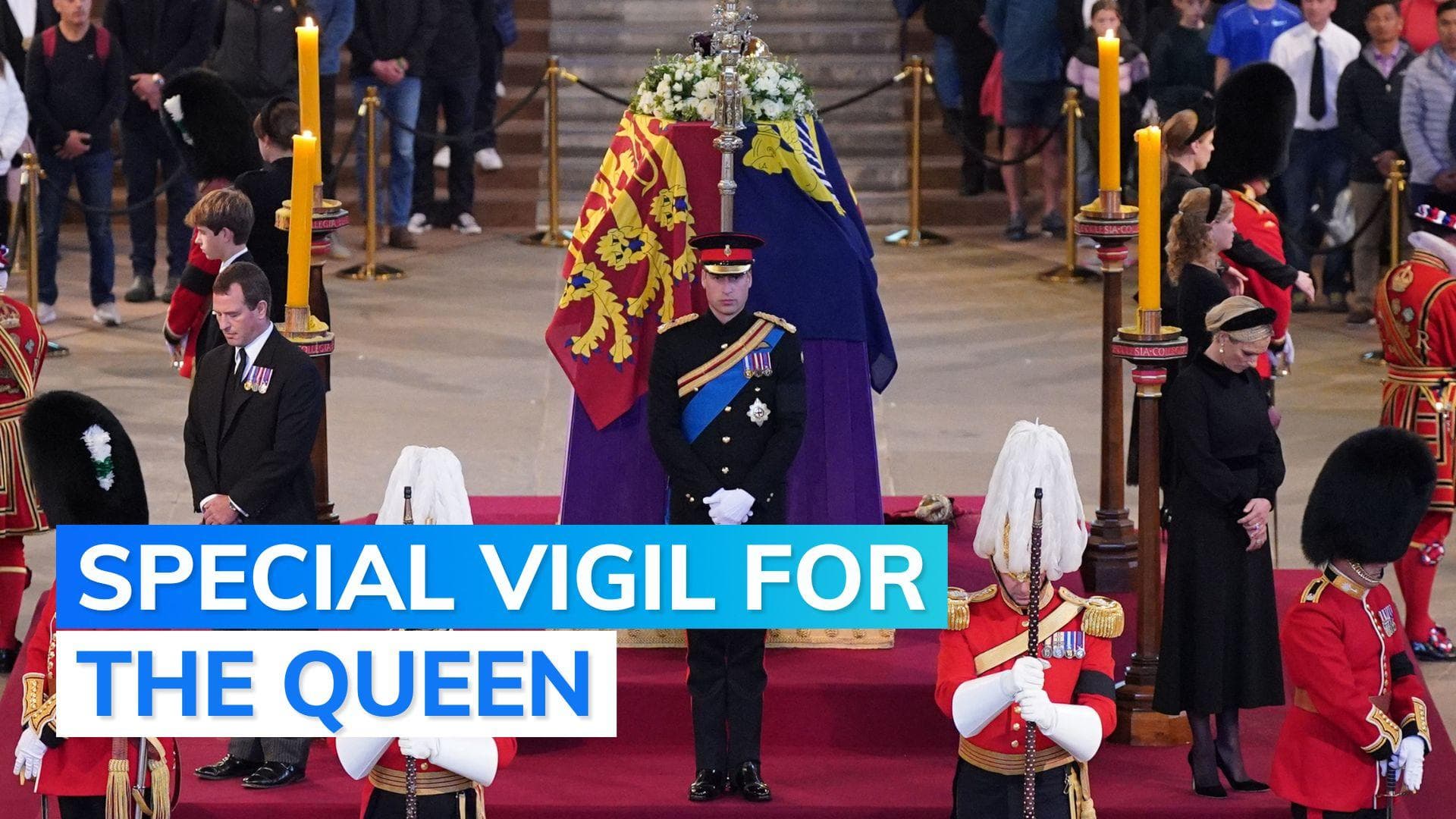 Queen Elizabeth's 8 grandchildren hold vigil beside her coffin