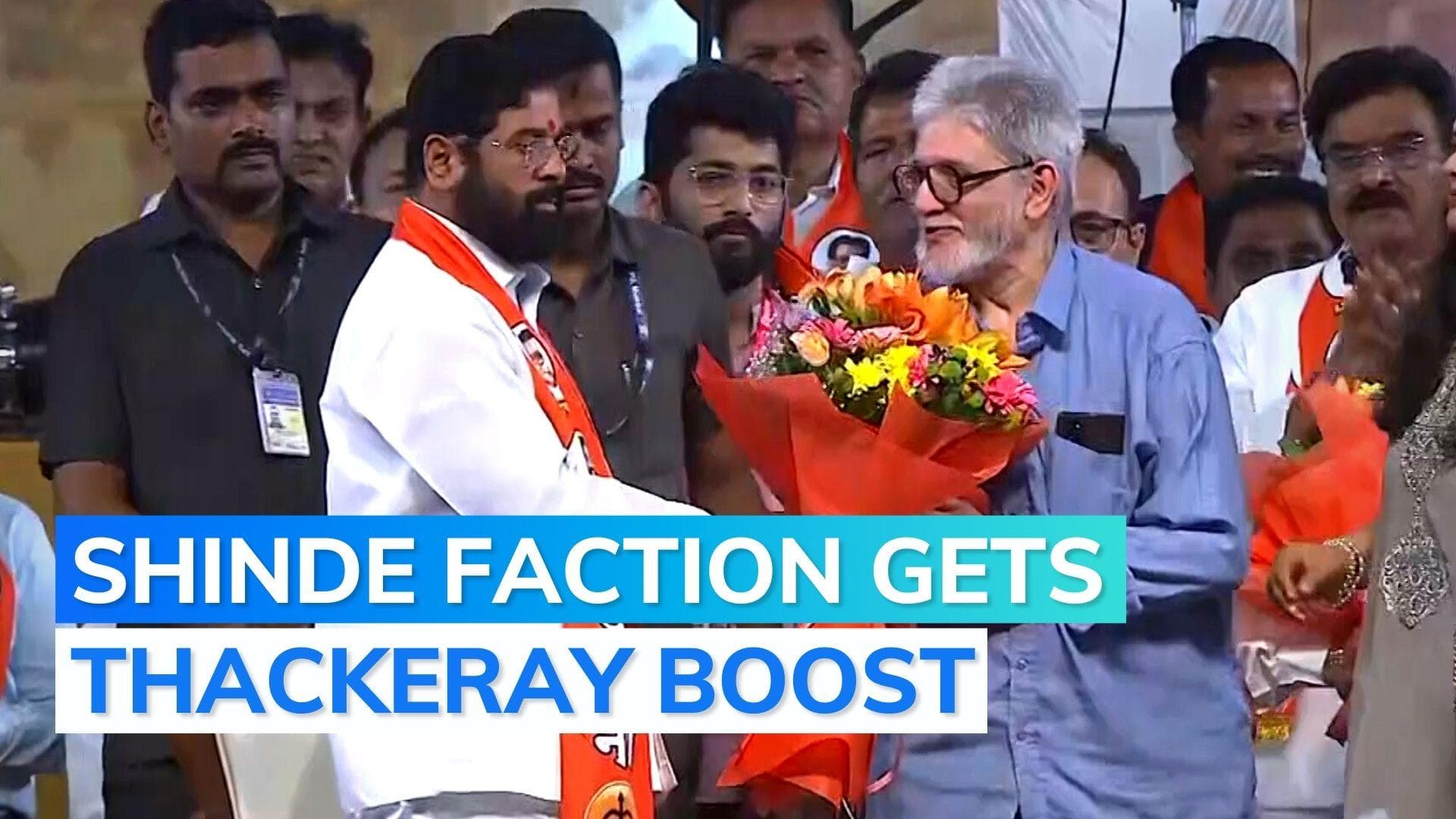 Uddhav Thackeray's brother Jaidev shares stage with Eknath Shinde at Dussehra rally