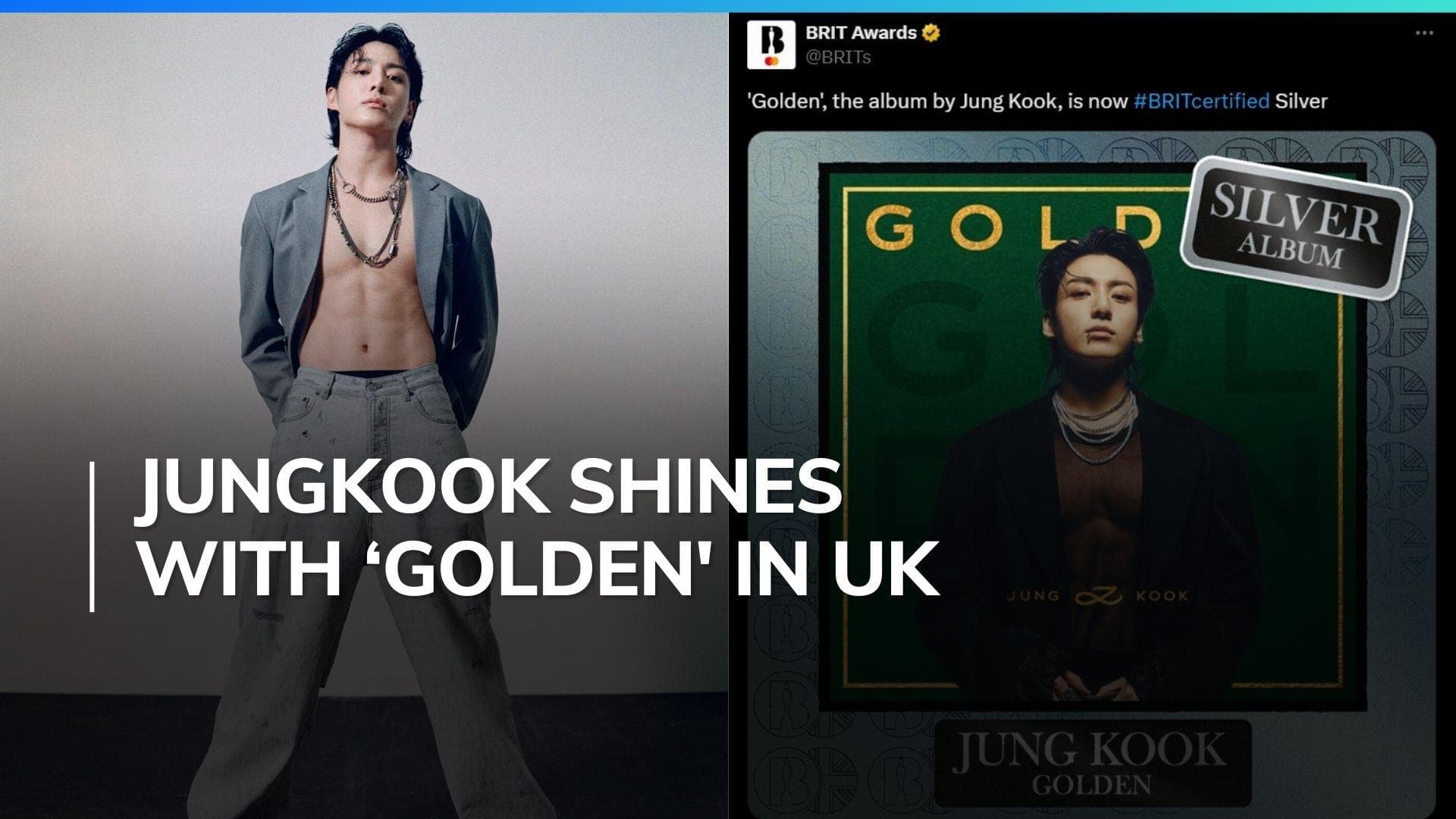 Jungkook Becomes First Korean Solo Artist to Earn Silver Certification in the UK for 'GOLDEN'