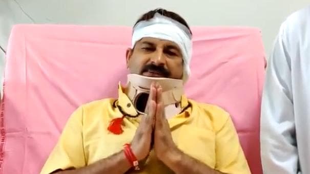 BJP MP Manoj Tiwari injured while protesting outside Delhi CM's house