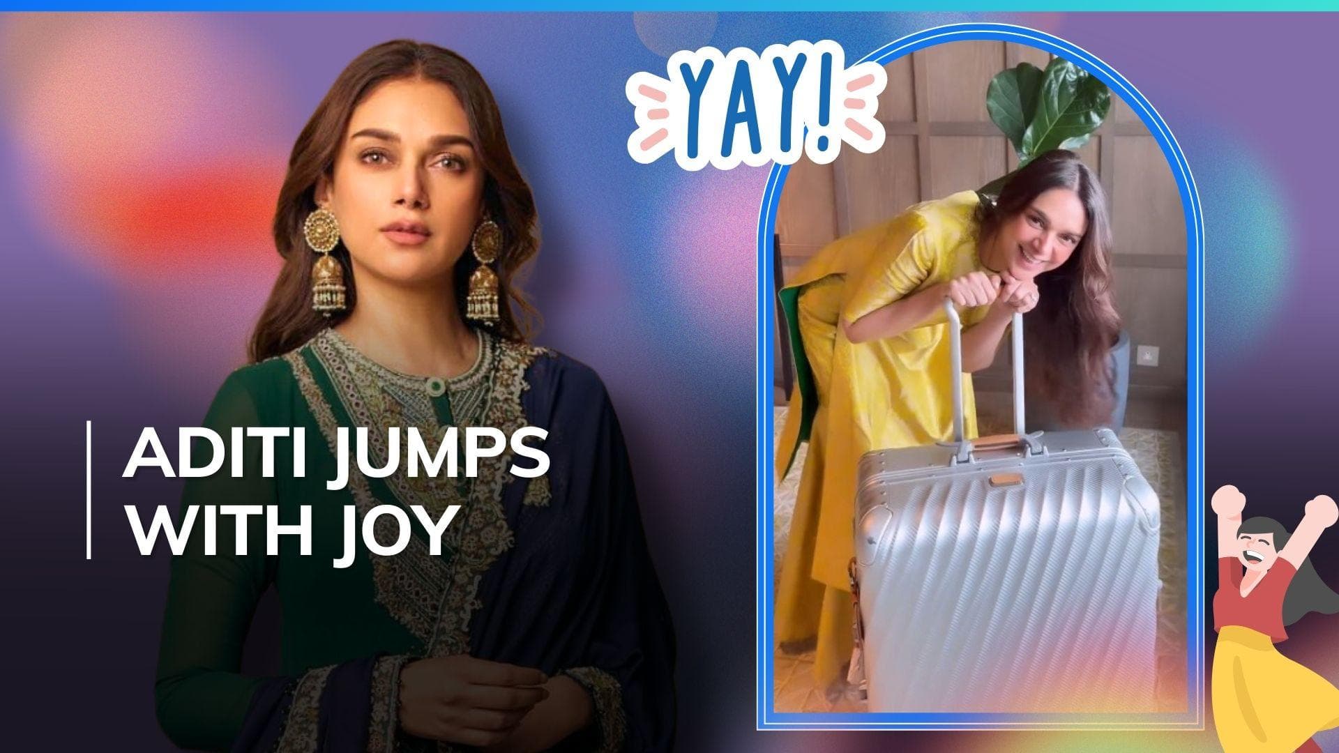 Aditi Rao Hydari celebrates as she gets her luggage back from Heathrow Airport after 45 hours | Watch 