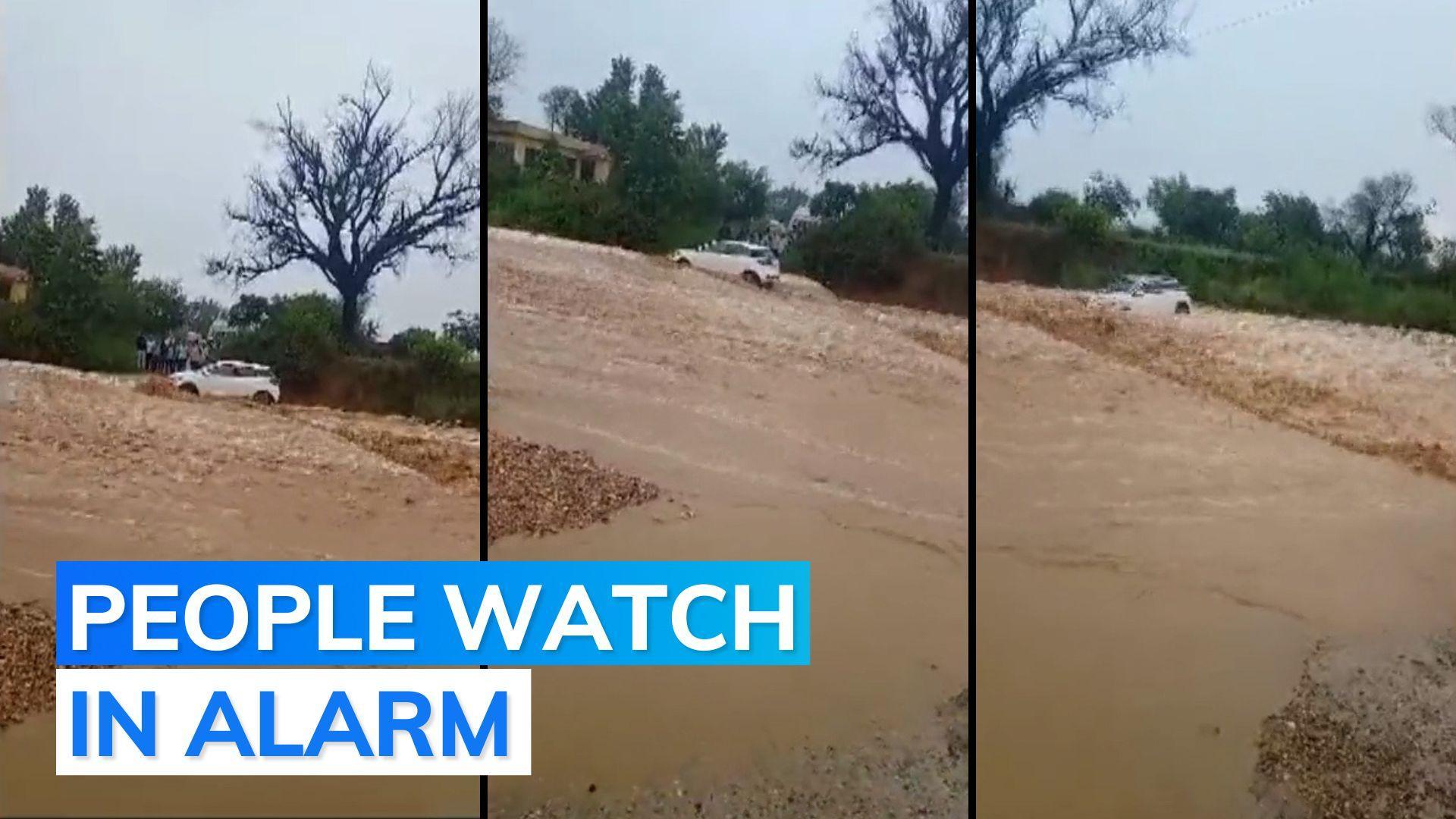 On cam: car washed away amid floods in J&K's Samba