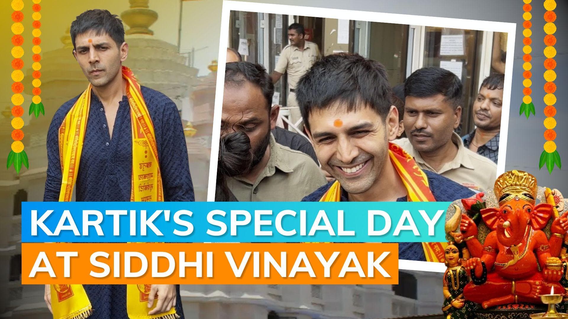 Kartik Aaryan seeks blessings at Siddhi Vinayak on his birthday, clicks pictures with his fans