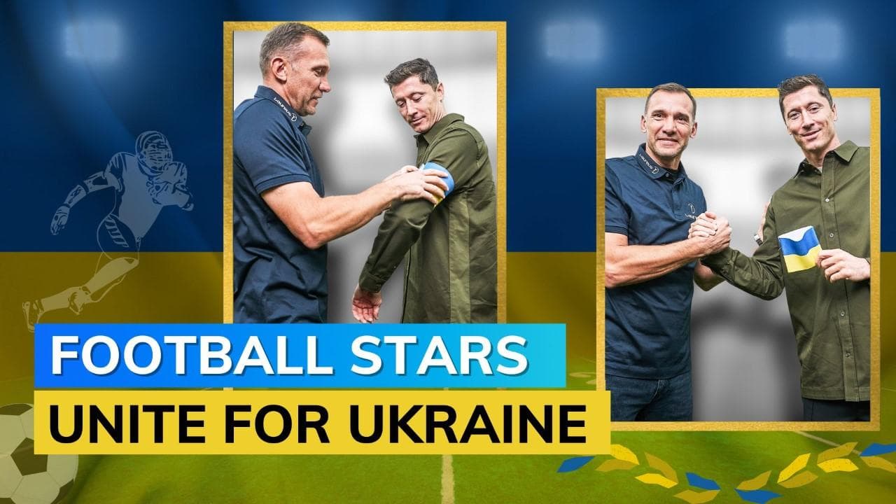 Ukraine football legend Andriy Shevchenko gifts Lewandowski armband in show of solidarity against Russia
