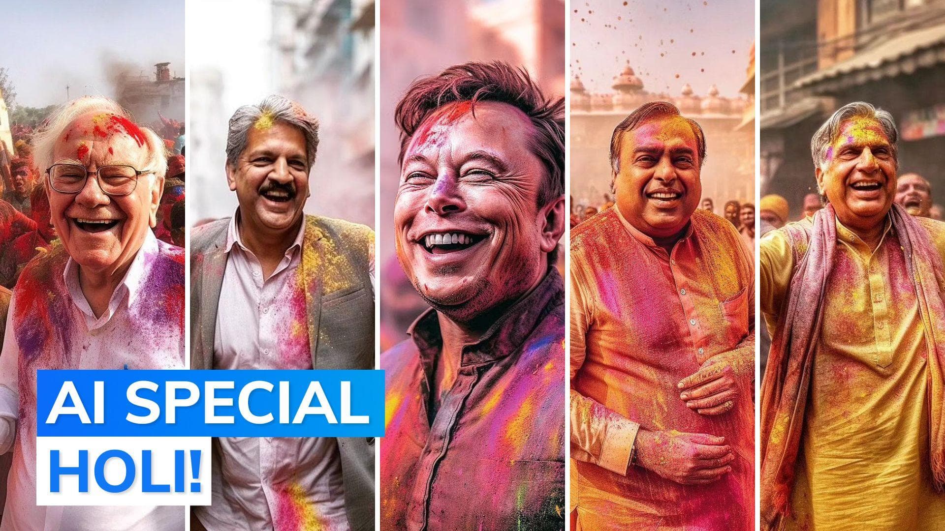 How would these billionaires look playing Holi? See pictures here