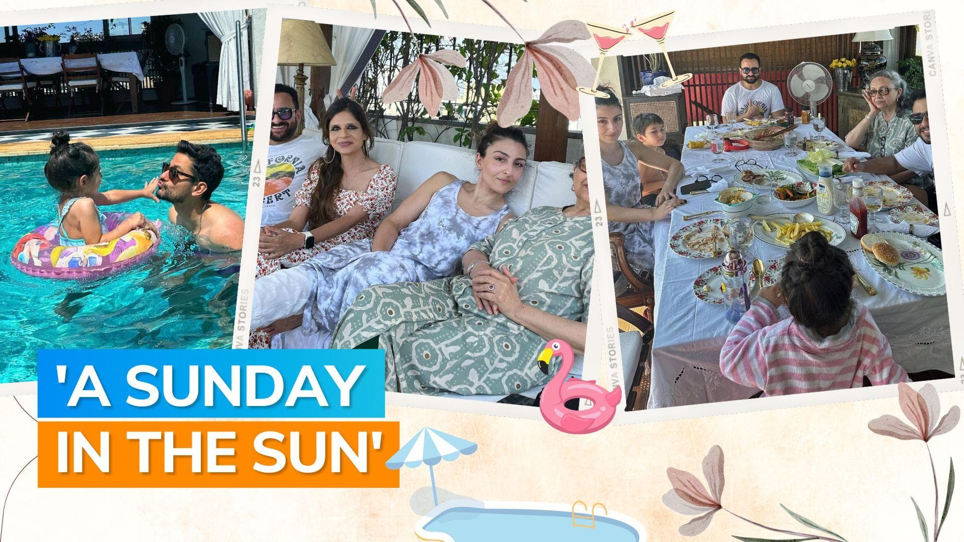 Saif Ali Khan hosts pool party for family; Soha Ali Khan, Kunal Kemmu, Sharmila Tagore & kids attend