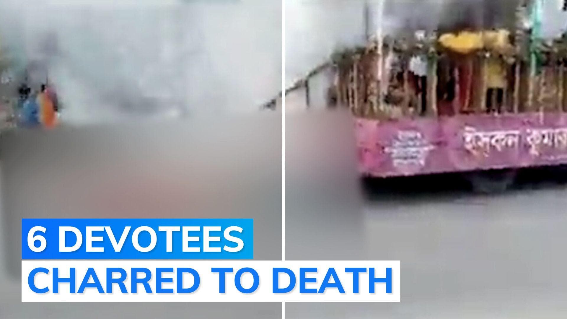 Tripura: Jagannath Yatra Rath catches fire after coming in contact with 133 kv overhead cable