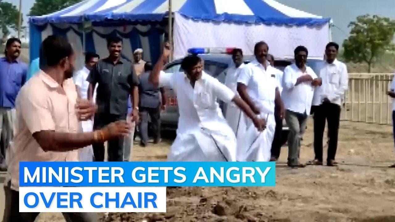 Watch: TN minister loses cool, throws stone at party worker 
