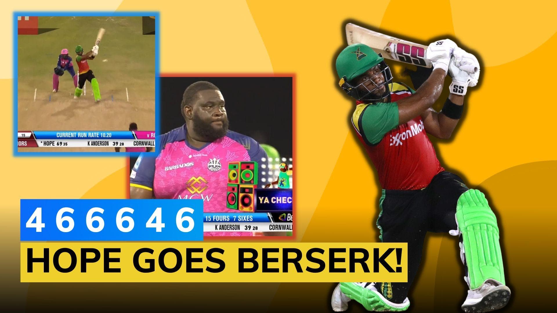 Watch: West Indies' Shai Hope smashes 32 runs in an over to complete 41-ball hundred in CPL 2023 