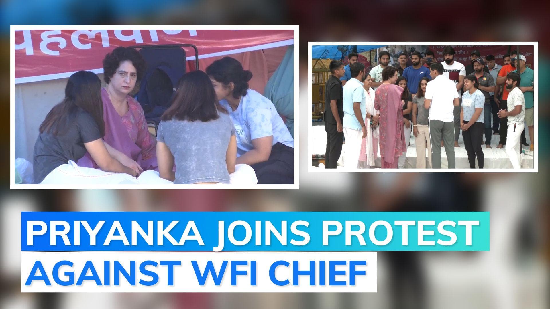 Priyanka Gandhi meets protesting wrestlers at Jantar Mantar