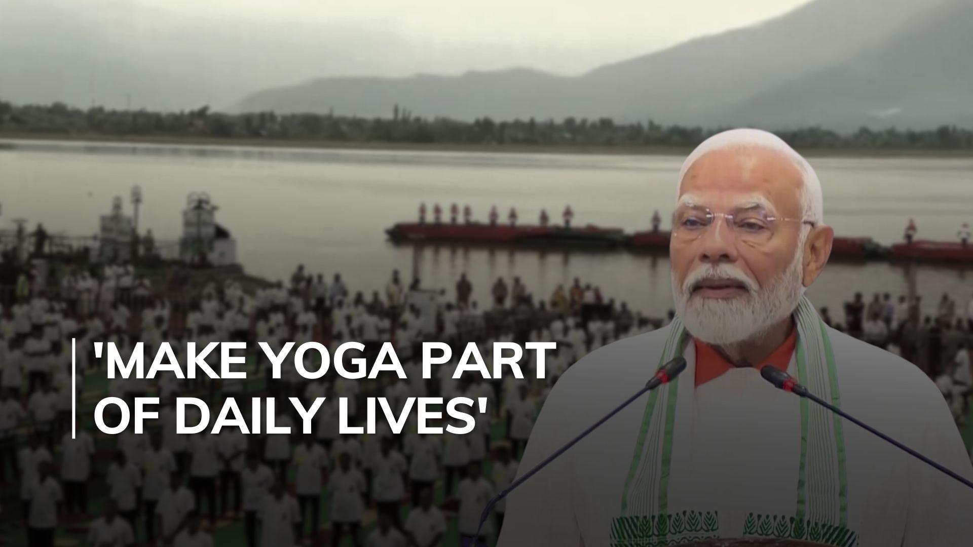 PM Modi leads Yoga Day celebrations in Srinagar, delayed by early morning rain