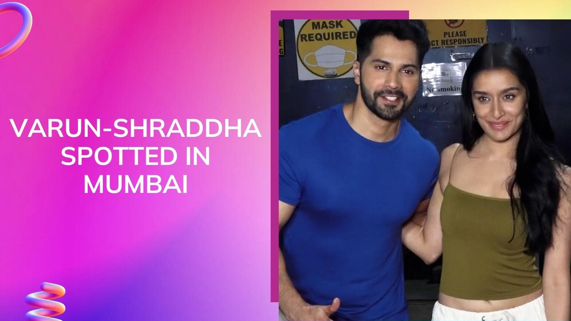 Varun Dhawan and Shraddha Kapoor get clicked by the paparazzi outside a Mumbai studio