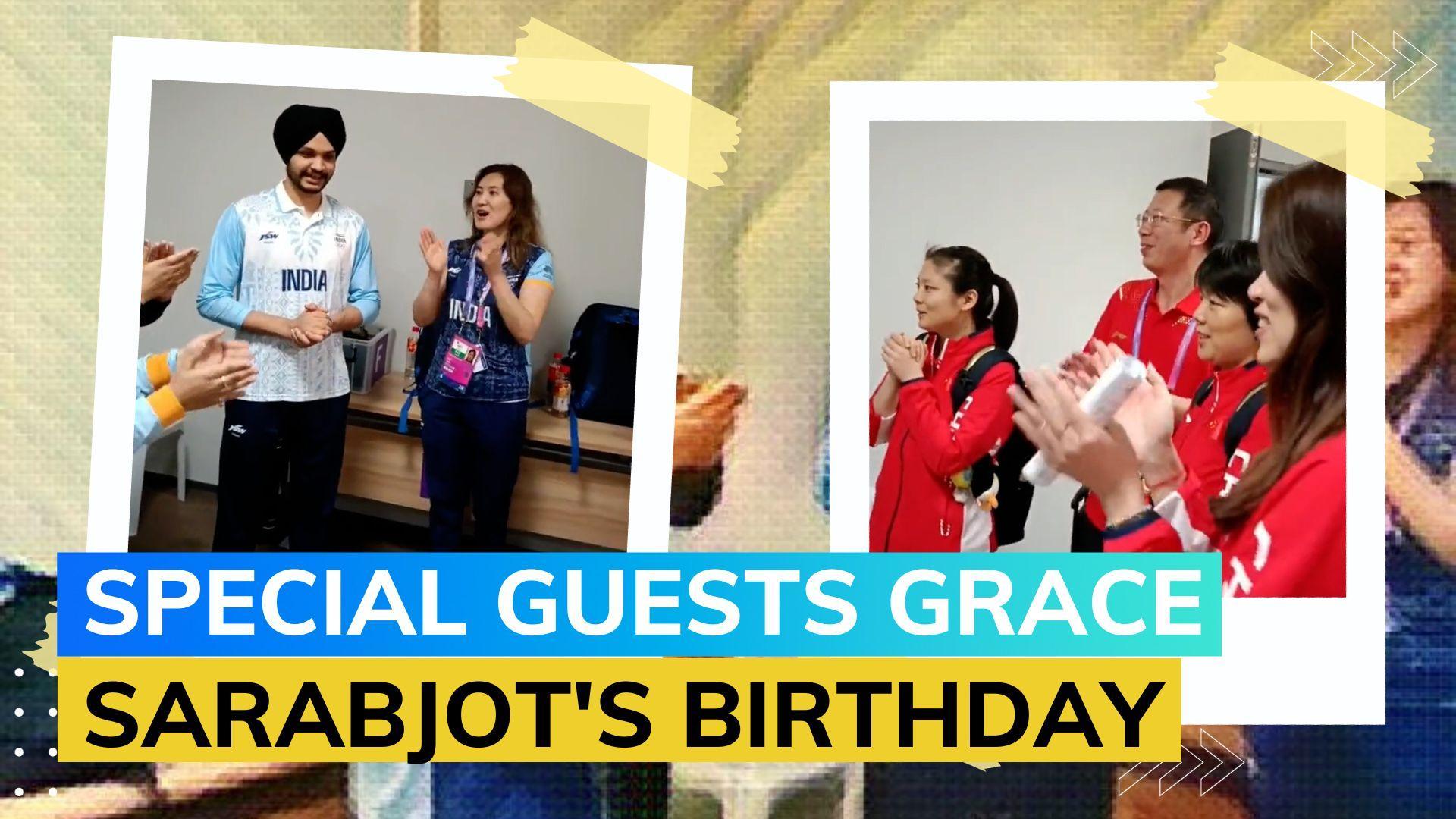 Watch: China's Gold medallists join in on shooter Sarabjot Singh's birthday celebrations | Asian Games 