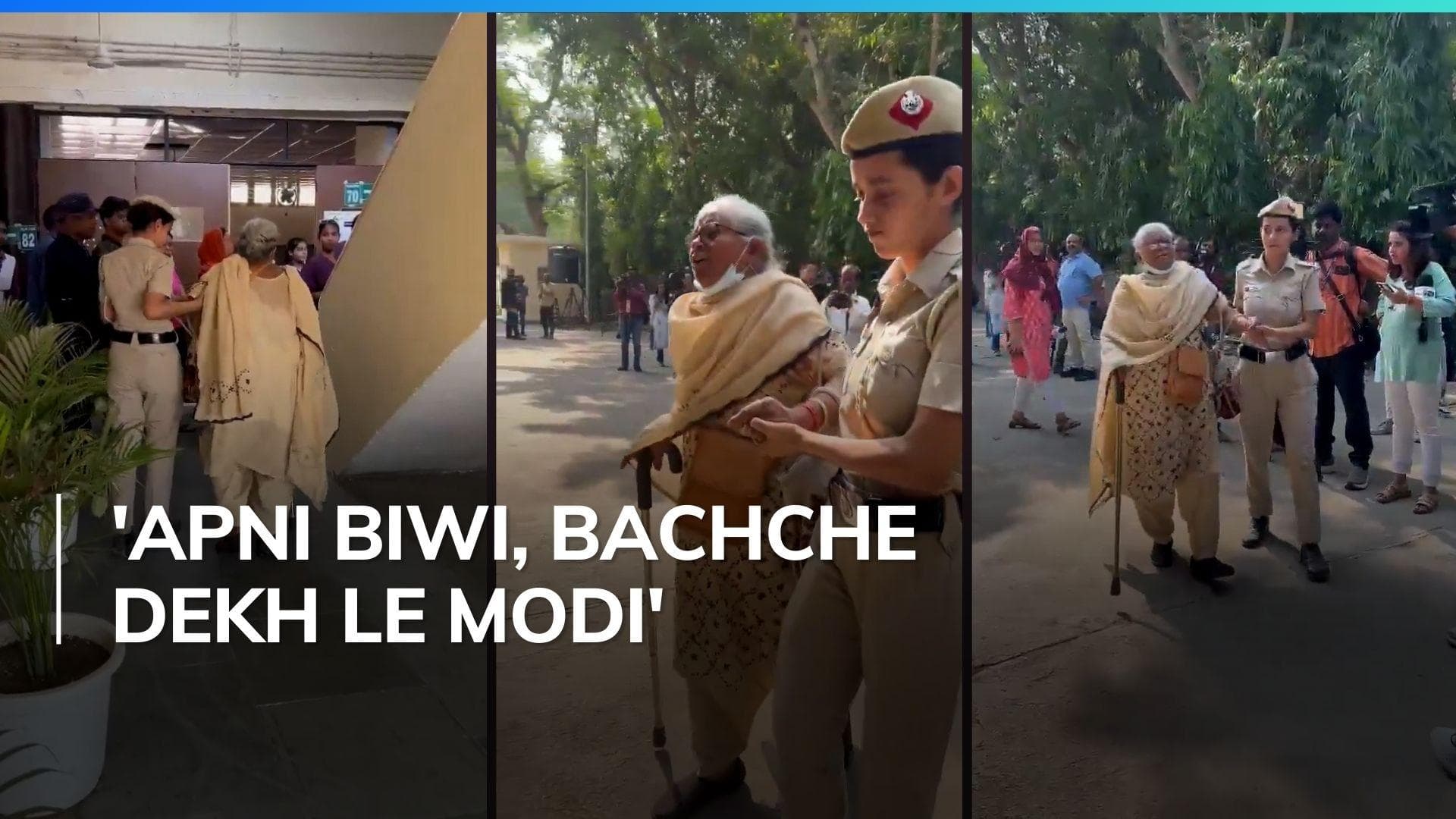 Congress shares video of old woman cursing Modi on way to polling booth