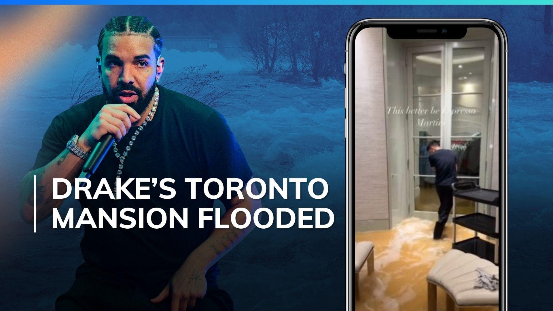 Watch: Drake shares video of his flooded Toronto mansion: ‘This better be espresso martini’  
