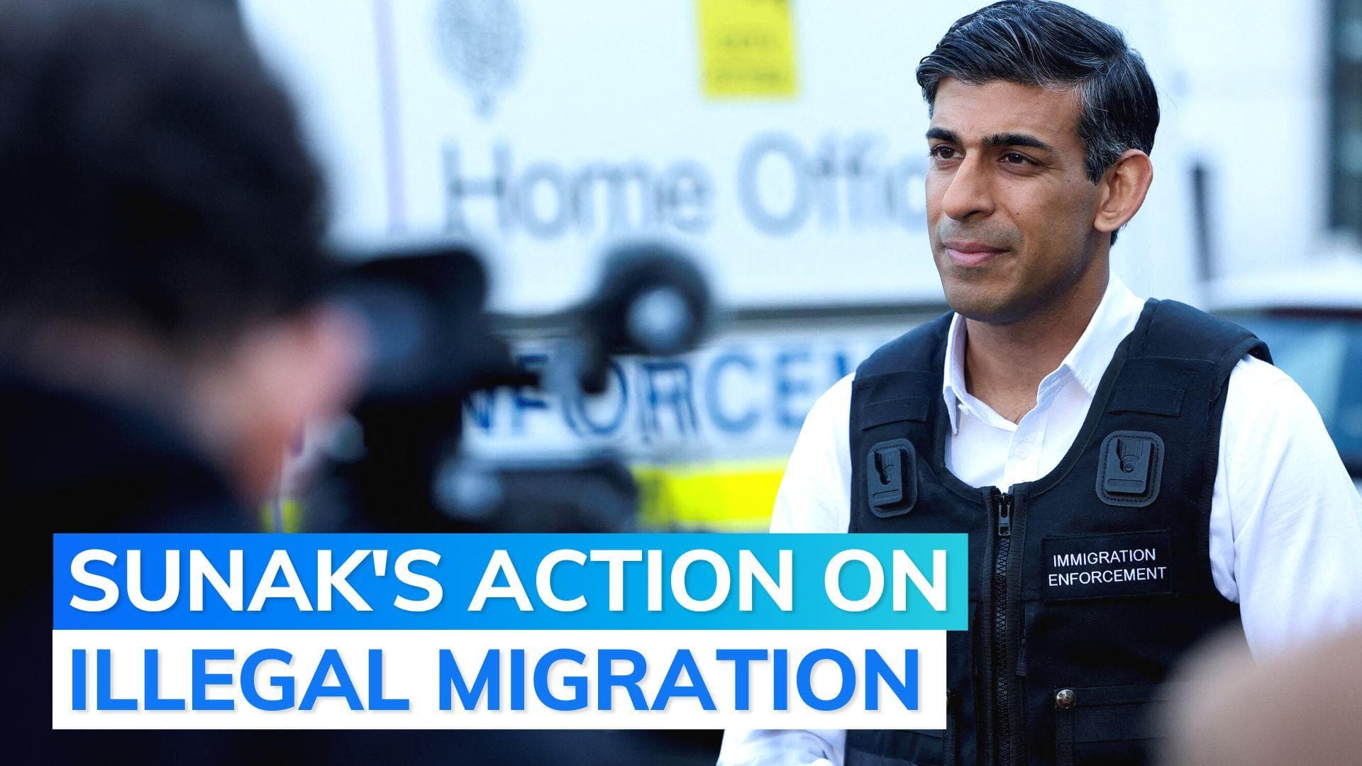 Watch: Rishi Sunak joined officers in nationwide crackdown on illegal migration 