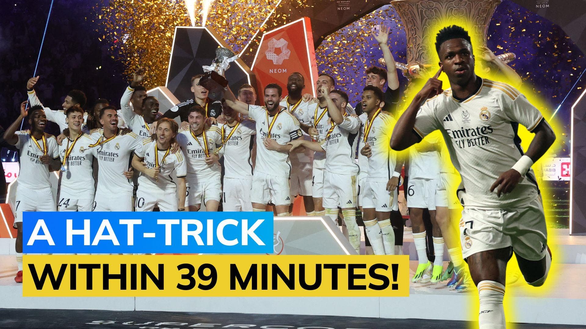 Vinicius Jr shines with a hat-trick as Real Madrid beat Barcelona to win the Spanish Super Cup