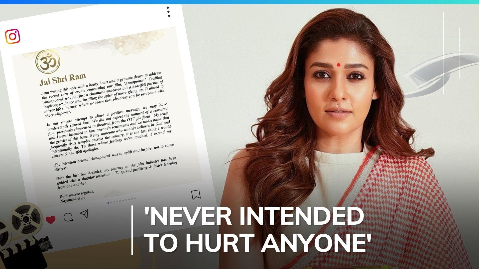 Nayanthara issues apology after Netflix removes her film 'Annapoorani' following backlash