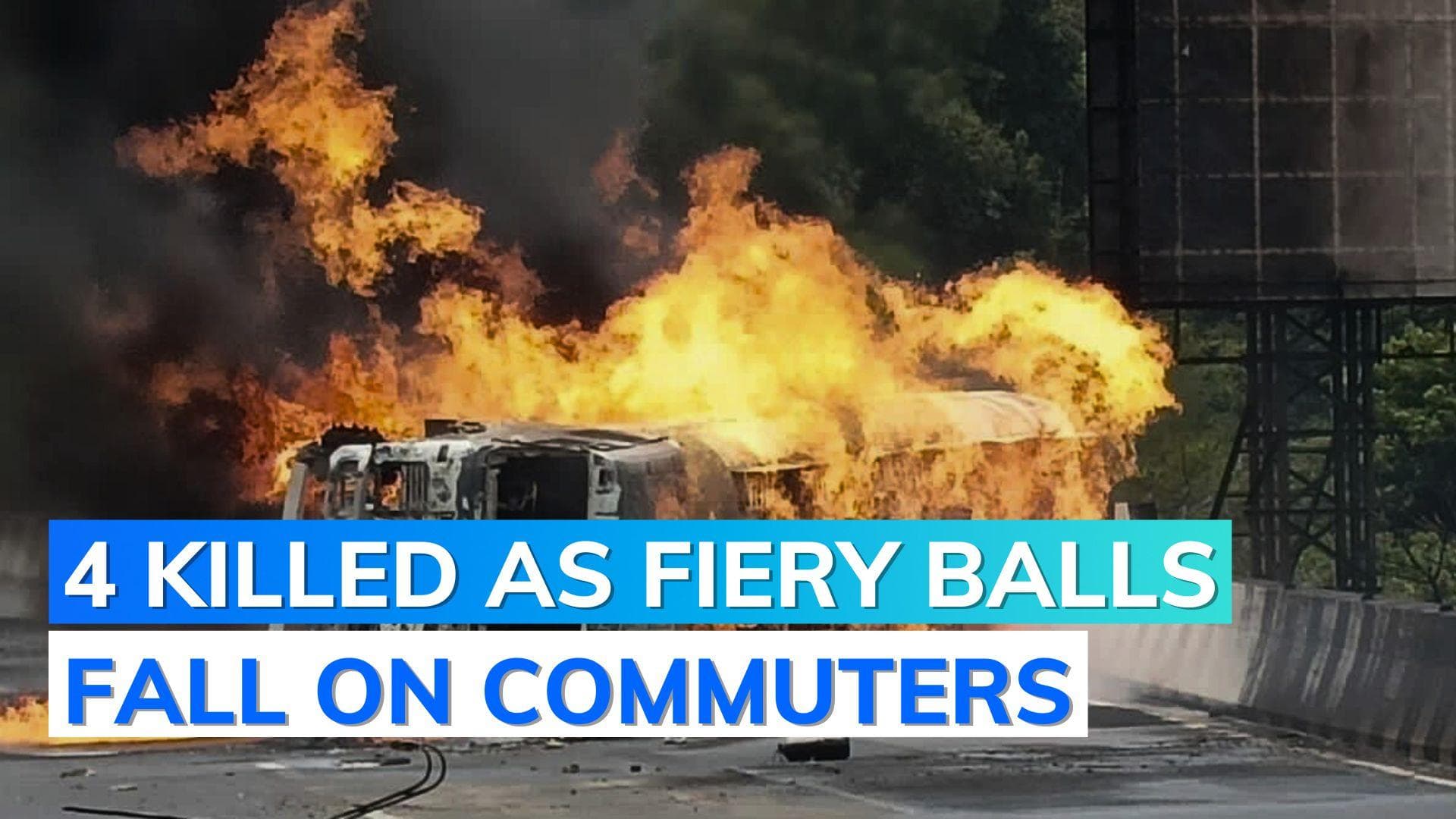 Watch: chemical-laden tanker over turns, explodes on Pune-Mumbai Expressway