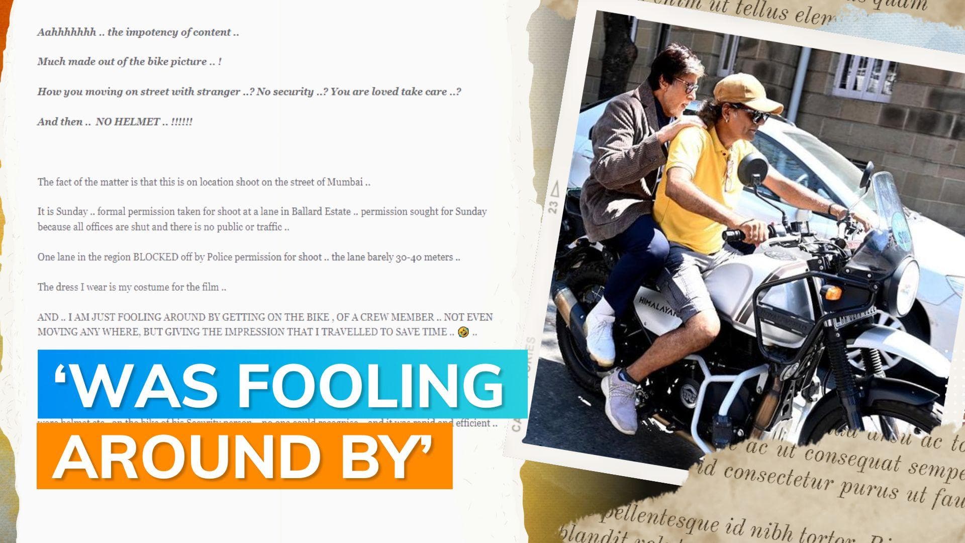 Amitabh Bachchan says he didn’t break any traffic rule amid bike-ride