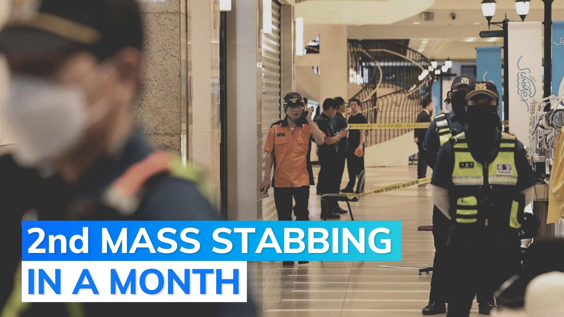 Man rams car onto sidewalk in South Korea and stabs people, 14 injured