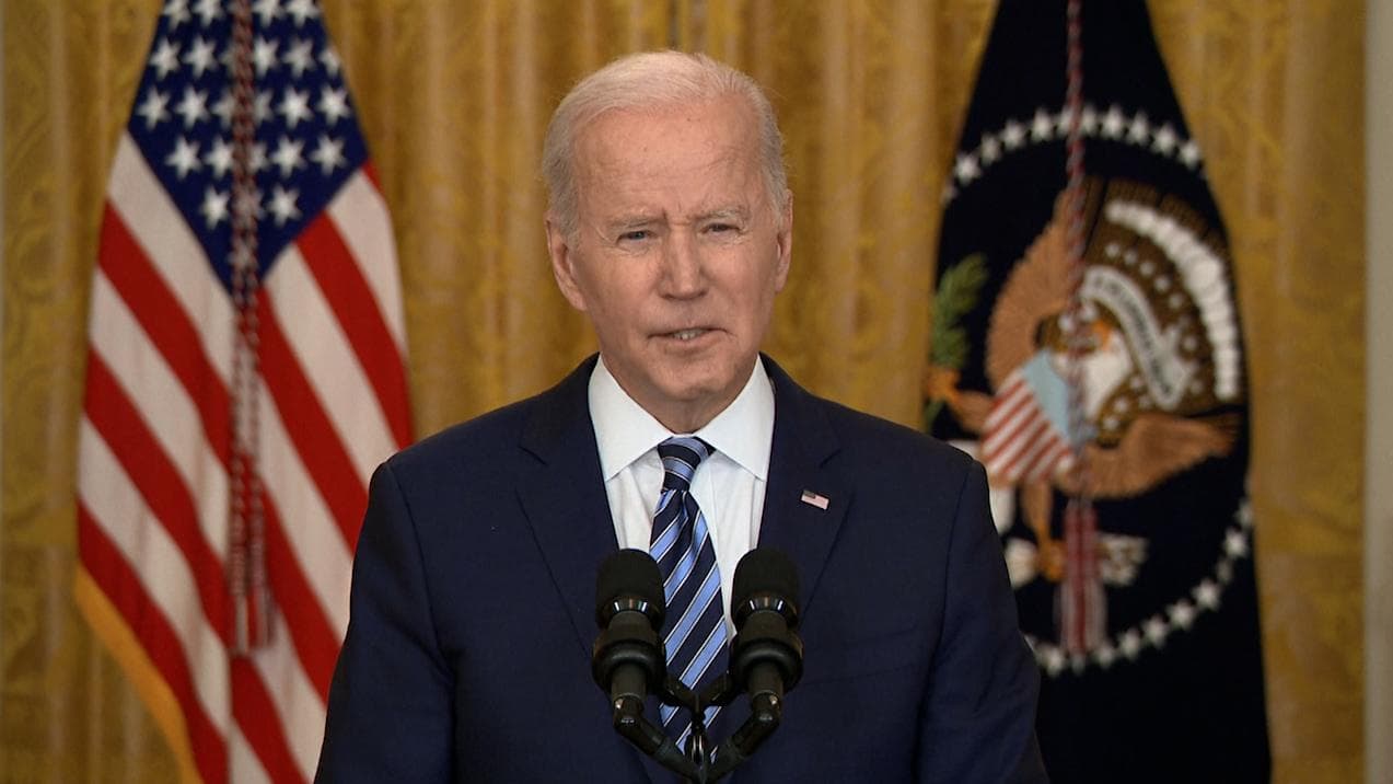 Biden imposes 'profound sanctions', moves troops and vows to cut off Moscow from the global economy