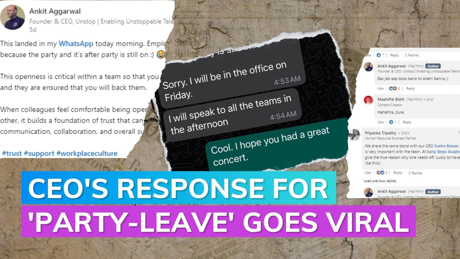 CEO's reaction to employee's 'Late-Night Party Leave' sparks social media frenzy