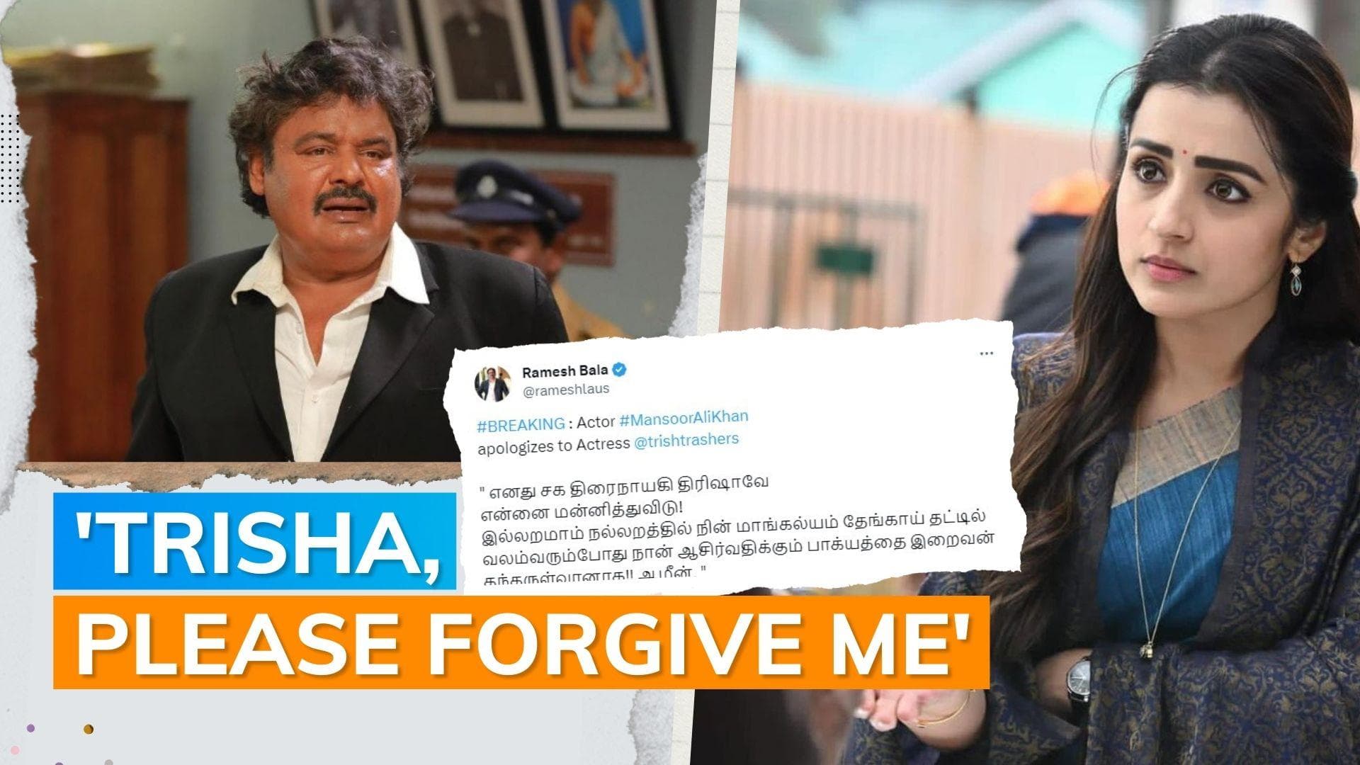 Mansoor Ali Khan shares cryptic apology note for Trisha after police interrogation for rape comment