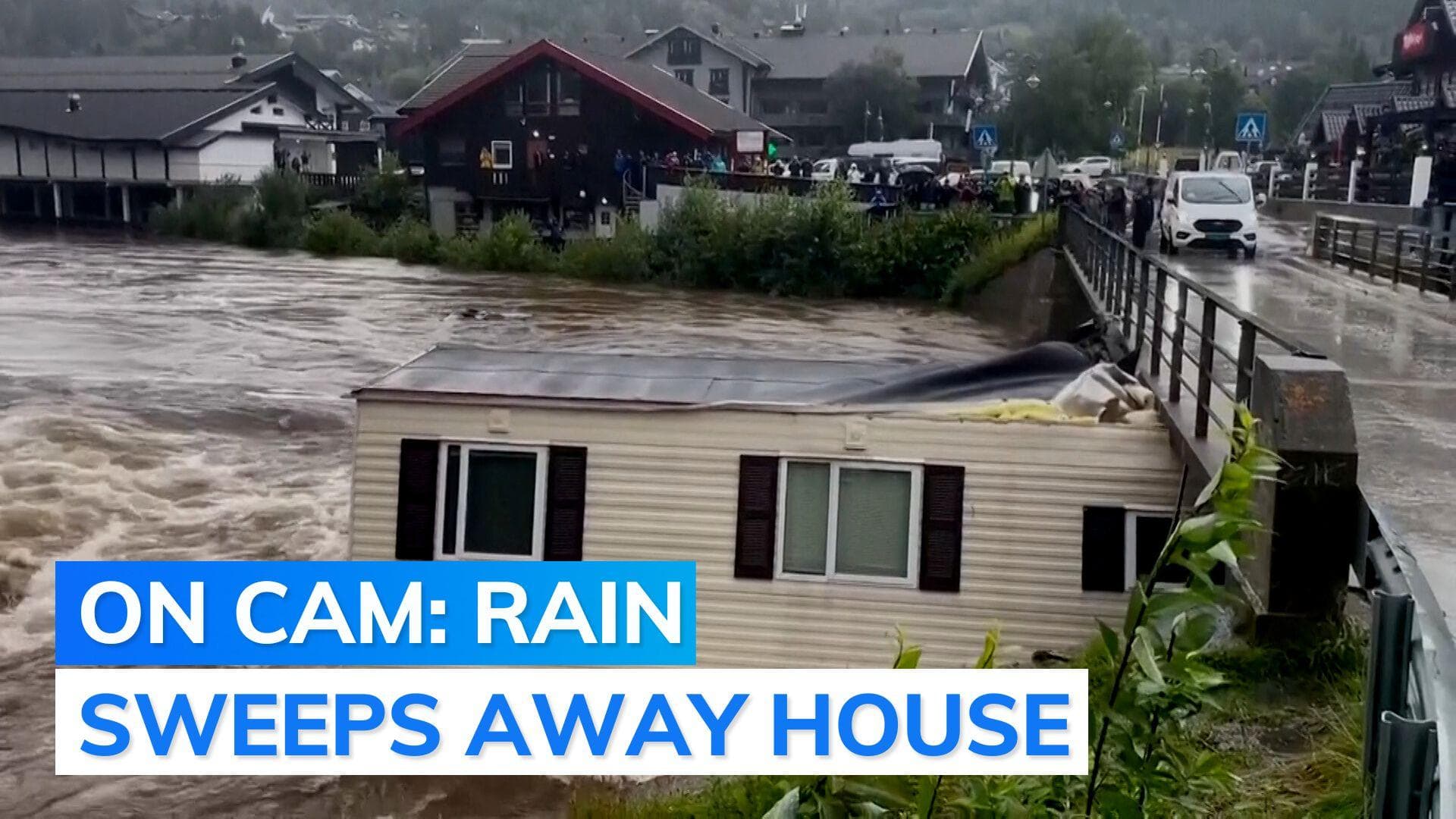 Video: Mobile homes swept as extreme rainfall batters Norway