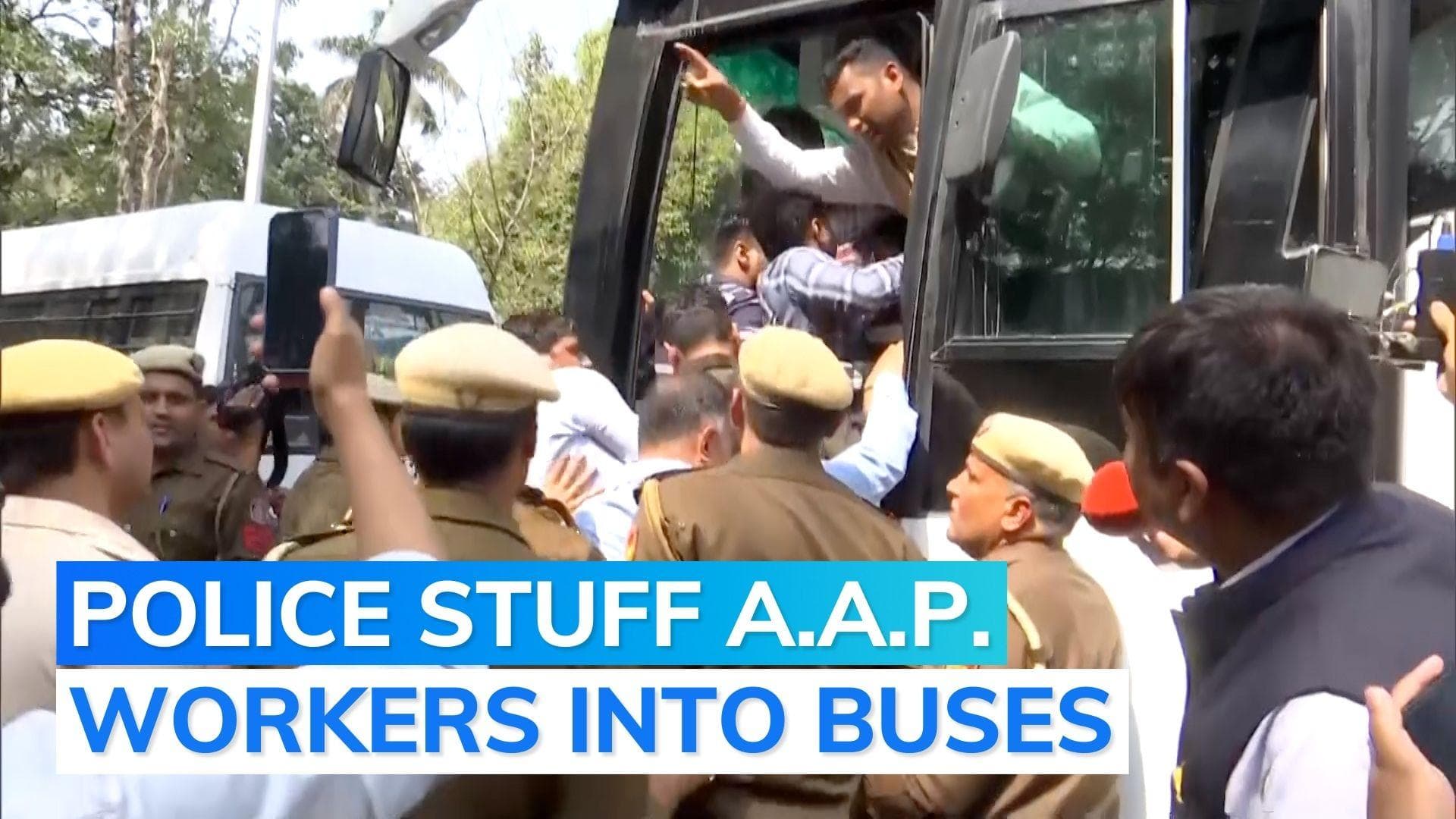 CBI questions Sisodia: Delhi police stop AAP protest, detain leaders from outside probe agency office