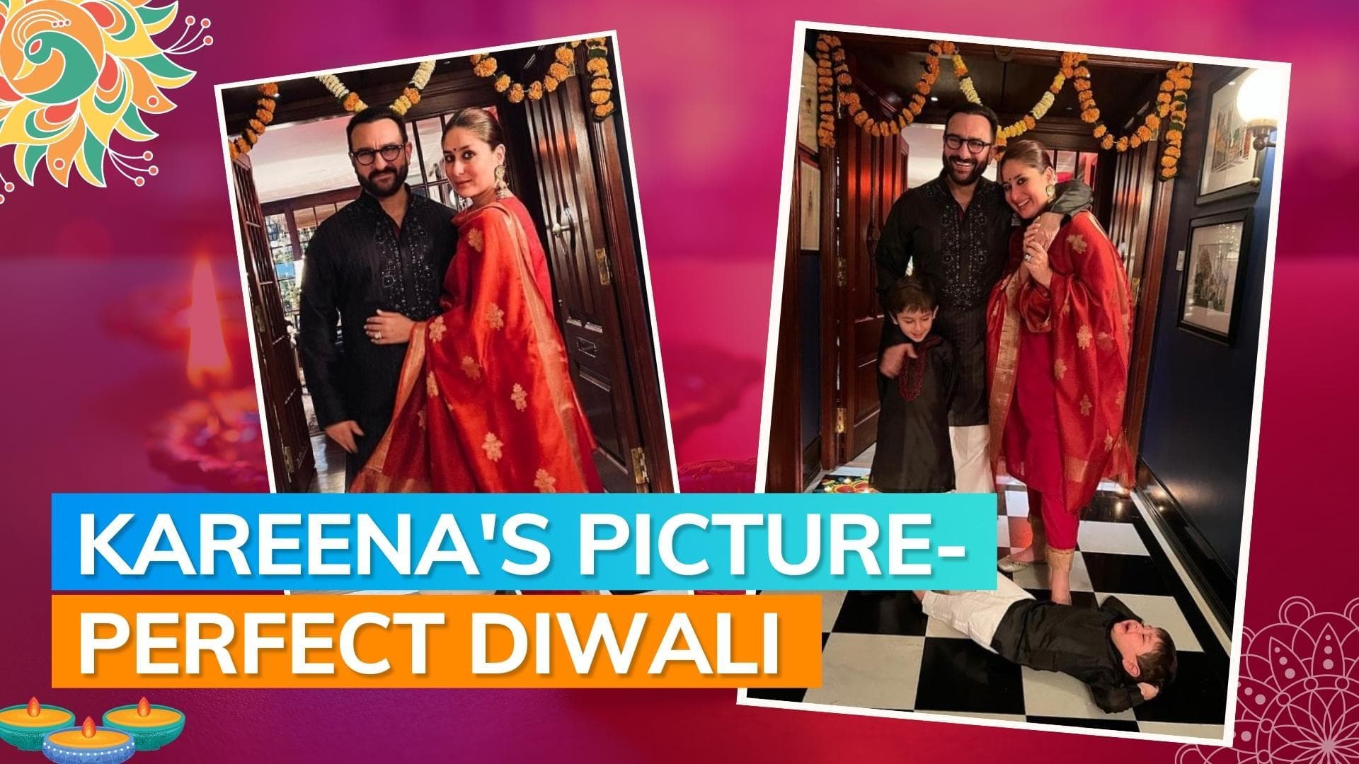 Kareena Kapoor, Saif Ali Khan pose for Diwali pictures with sons Jeh, Taimur 