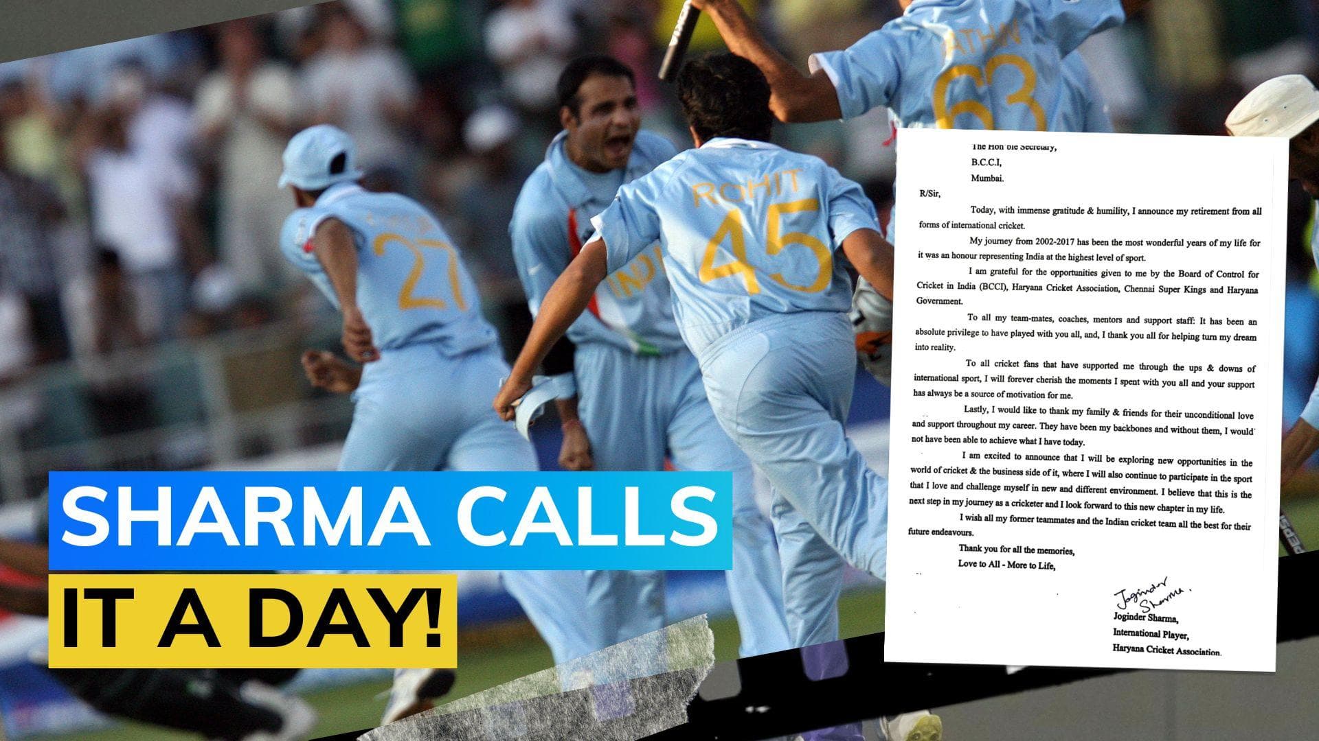 2007 T20 World Cup hero Joginder Sharma announces retirement