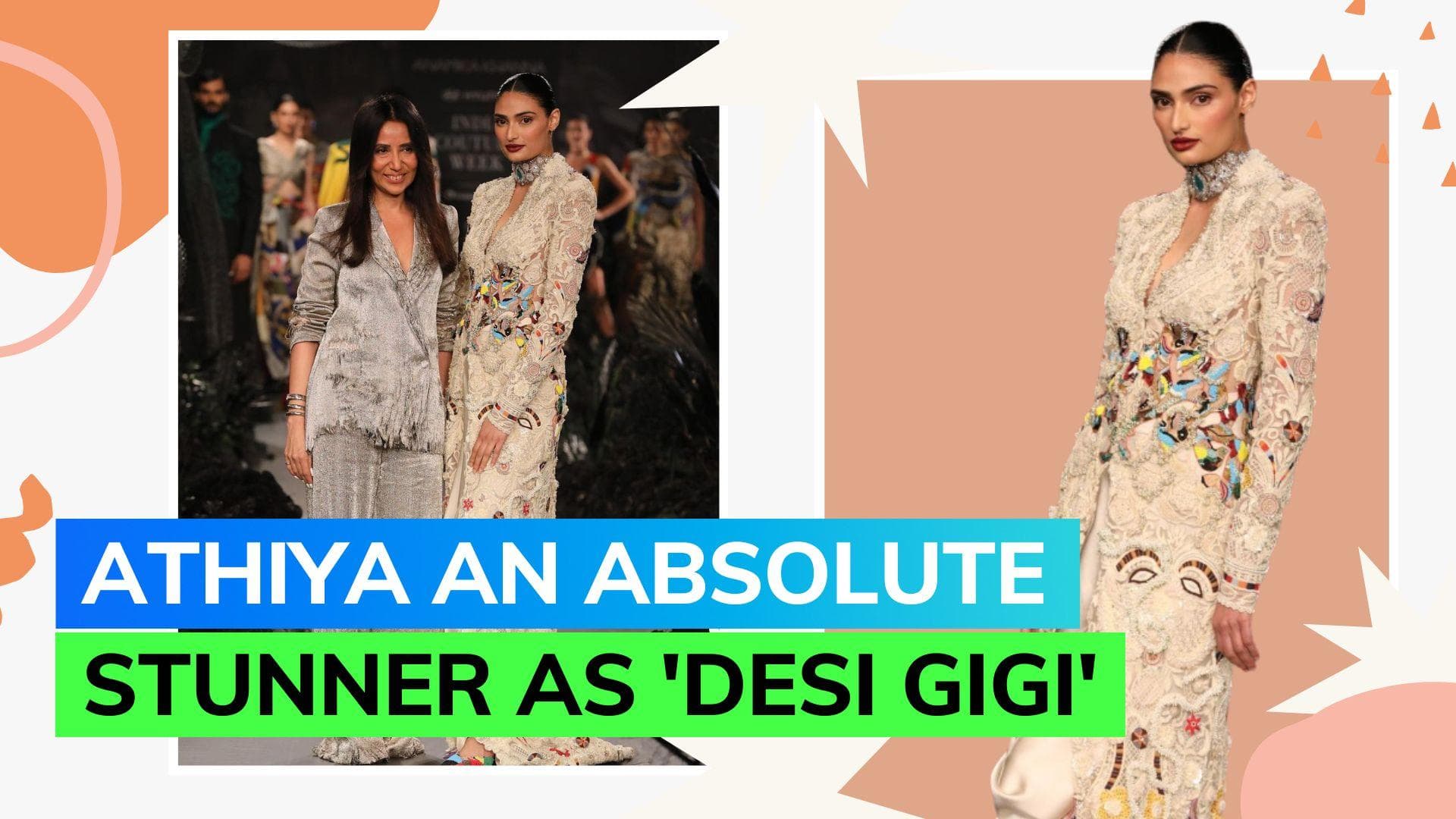 India Couture Week: Athiya Shetty walks for Anamika Khanna in beige handcrafted attire, have a look here 