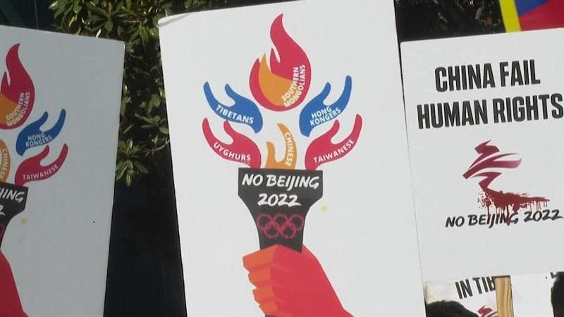 Protestors demand Beijing Olympic boycott following claims of human rights abuses