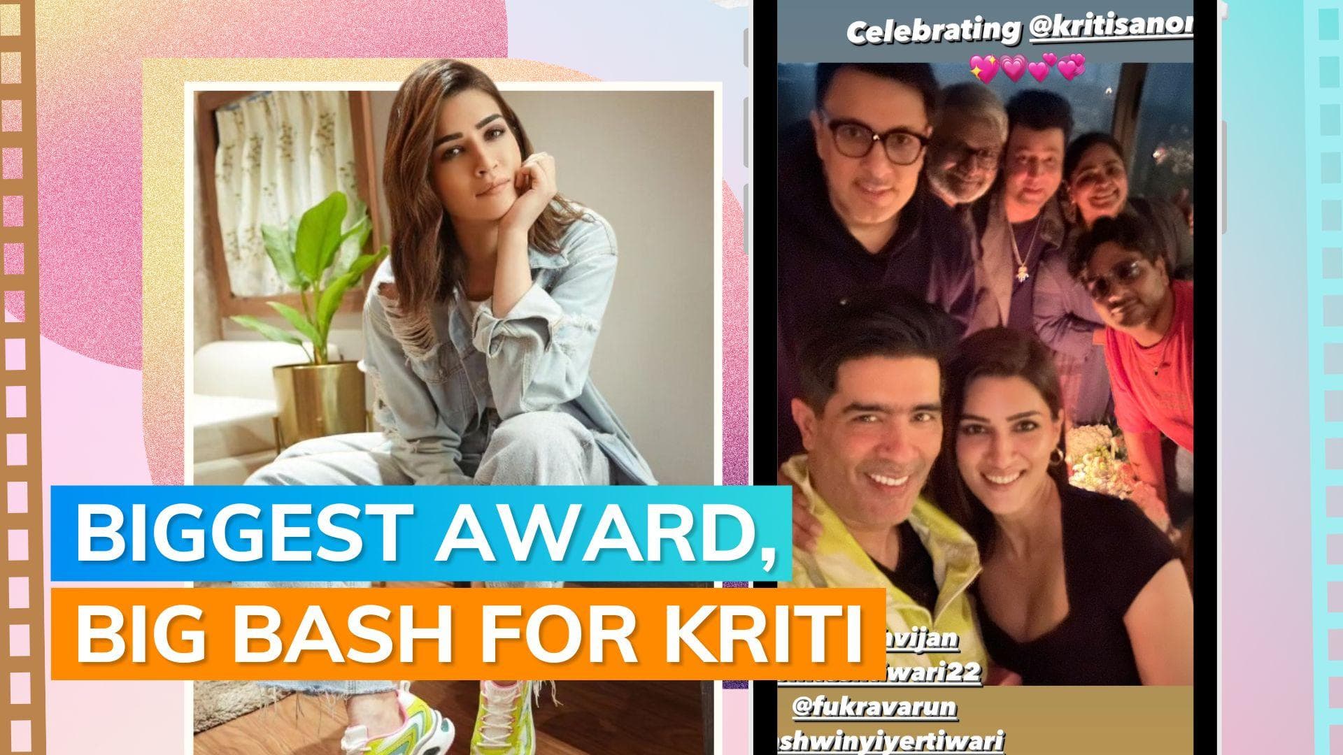 Kriti Sanon celebrates National Film Award win with ‘Mimi’ producer Dinesh Vijan, Manish Malhotra